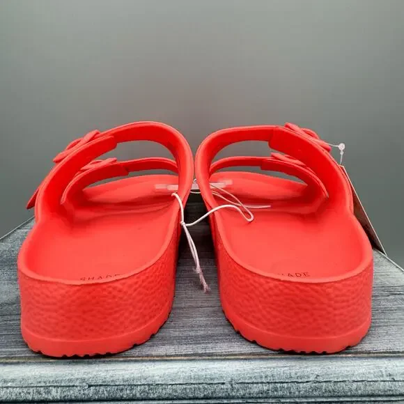 NEW Shade & Shore Women’s Neida EVA Two band Sandals Coral Red Size 10 - Picture 4 of 10